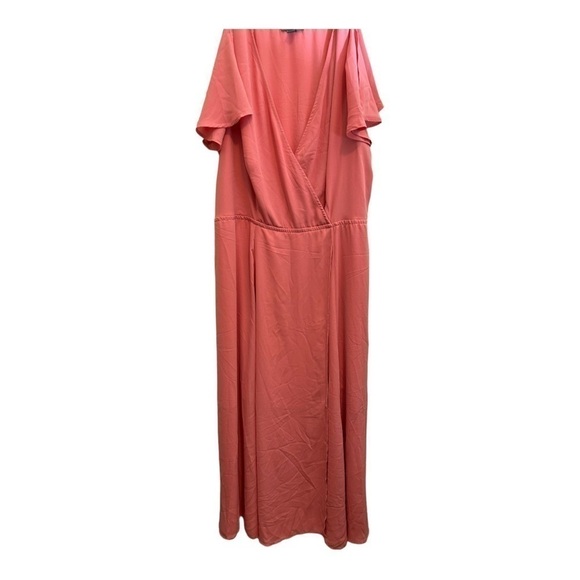 LOVE by Design FLUTTER SLEEVE WRAP MAXI DRESS IN PINK - Picture 5 of 14